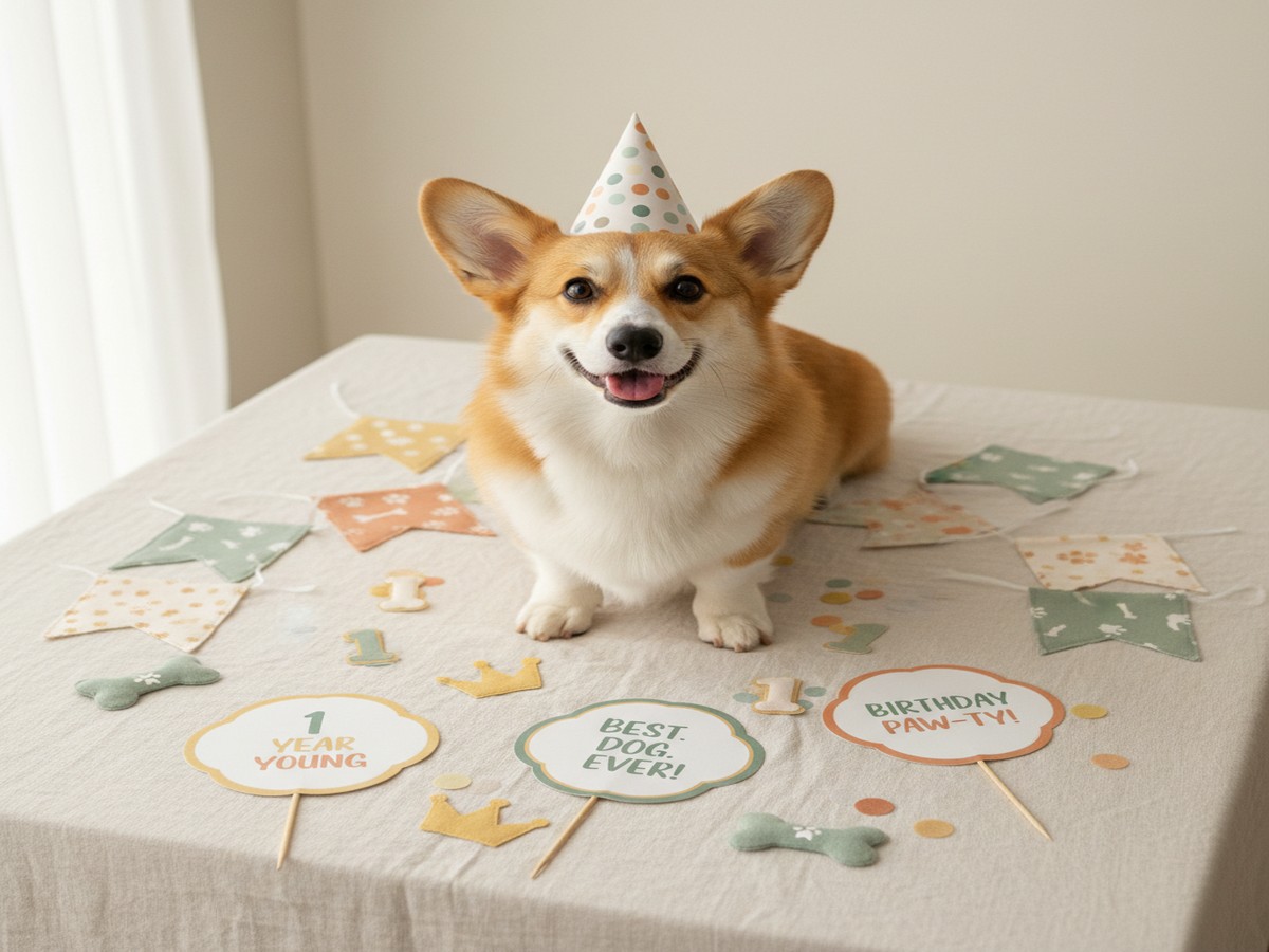 Celebration pet gifts — party kits, milestone cards, and custom apparel