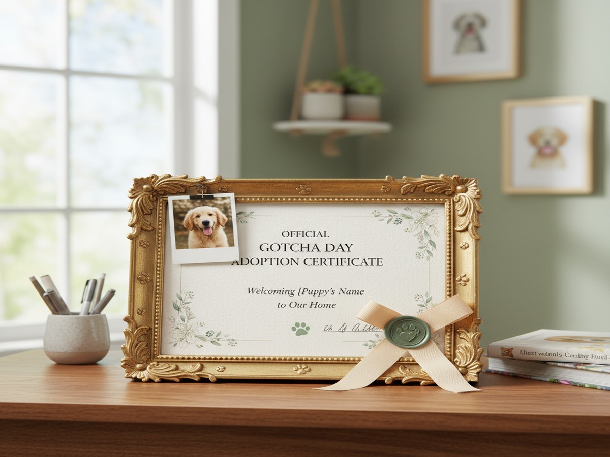 Gotcha Day Certificate — personalized pet keepsake preview