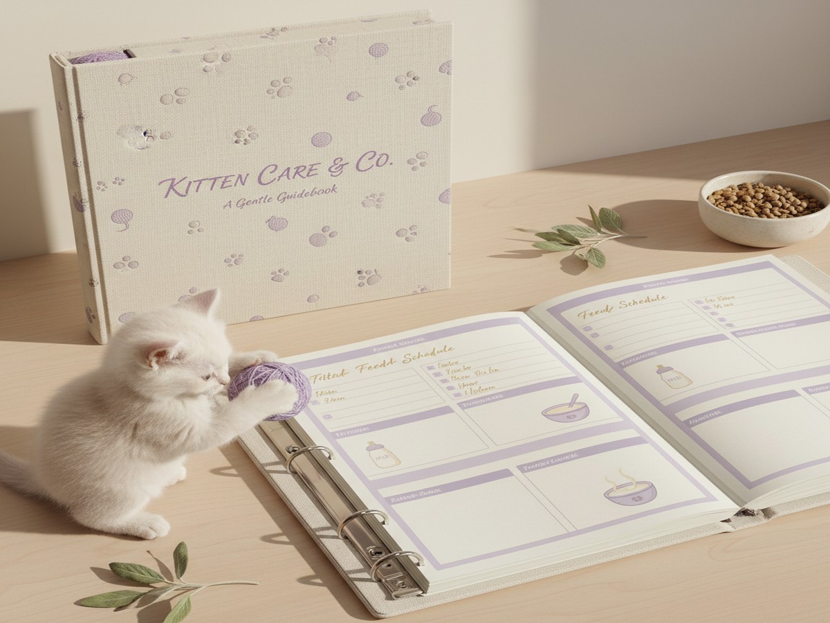 Kitten Care Binder — personalized pet keepsake preview